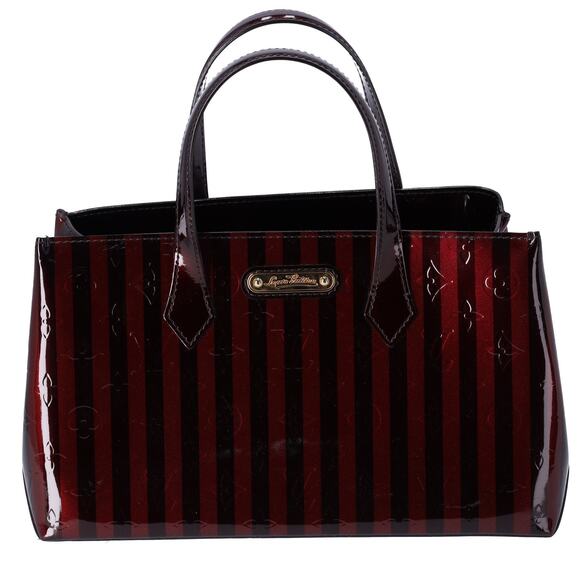 Louis Vuitton Vernis Rayures Wilshire PM Amarante Stripe Patent Leather - Picture 1 of 9